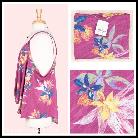 FREE PEOPLE BOHO TANK TOP FLOWY FLORAL FESTIVAL PRINT SLEEVELESS KNIT TEE A2C - Picture 11 of 16